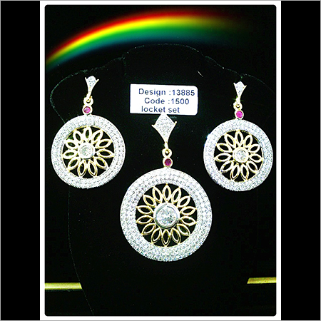 American Diamond Locket Set