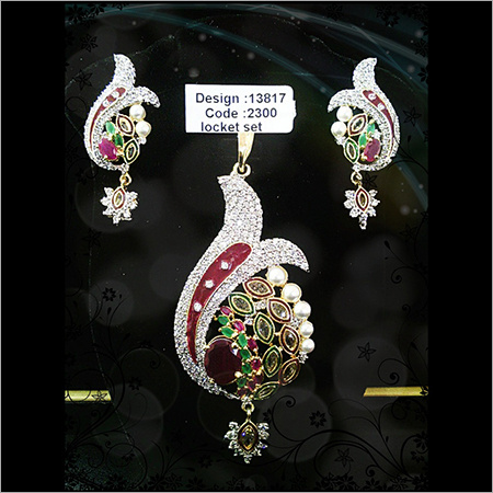American Diamond Designer Locket Set