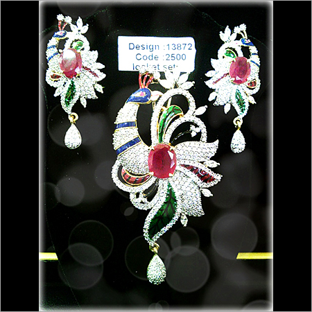 American Diamond Locket Set