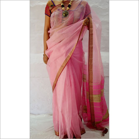 Designer Pink Silk Saree