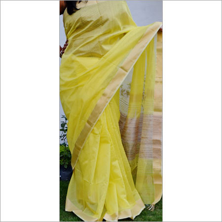 Lemon Yellow Silk Saree