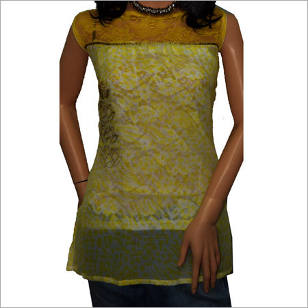 Yellow Printed Chiffon Top