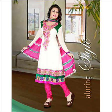 Chanderi Embroidery Anarkali Suit