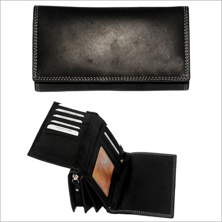 Trendy Ladies Wallet - Leather, 10x15cm, Black, 8 Card Slots, Cash Compartment, Water Resistant, Stylish Design