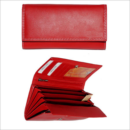 Ladies Leather Card Holder - Leather, 4x3 Inches, Red, Snap Closure | 6-8 Card Slots, Compact, Stylish Design