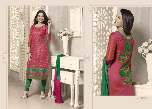 chanderi long churidaar suit