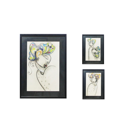 Colourful Charcoal & Dry Pestal Colour Painting on paper