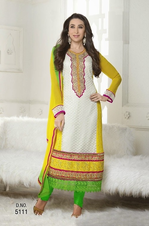 Yellow And White Designer Salwar Kameez