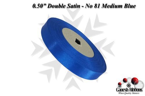 Plain Double Satin Ribbons - Medium Blue