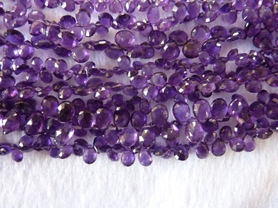 African Amethyst Briolite Tear Drops Beads