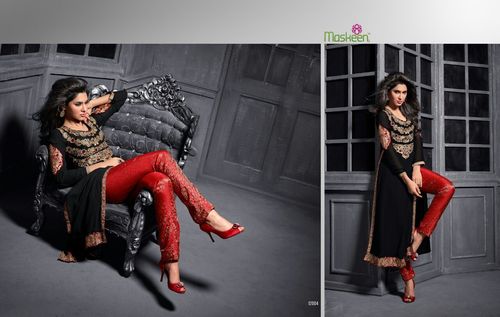 Black With Red Embroidered Designer Salwar Suit