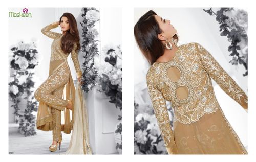 Golden Color Embroidered Designer Salwar Suit