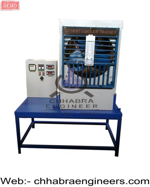 Desert Cooler Trainer - Stainless Steel, Blue and White | 1/2 HP Fan, 50 Watt Power, DBT & WBT Measuring Thermometer, Water Circulation Pump