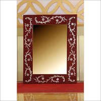 Wall Dressing Mirror - Glass & Wood, 24x18 Inches, Burgundy | Clear Reflection, Durable Frame, Easy Installation, Elegant Design, Stylish Accent