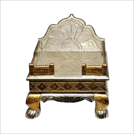 Stand Devi - Wood and Metal, 10x10x8 cm, Silver | Elegant Traditional Design, Intricate Carving, Handcrafted Finish