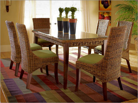 Rattan Webbing Wooden Dining Set