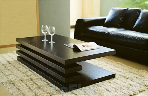 Modern Center Table - Wood 48x24x18 inches, Black Glossy Finish | Stylish Design, Durable Material, Ample Storage, Easy Assembly