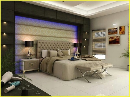 Modern Bed - Wood And Fabric, King Size, Beige | Elegant Design, Durable Frame, Easy Assembly