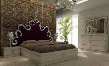 Modern Bed - Wood and Velvet, King Size, Purple | Luxury Comfort, Elegant Design, Durable Frame, Tall Headboard