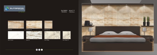 Ceramic Wall Tiles - Glazed, 40-60 cm Size, Cream and Gray Colors | Acid-Resistant, Antibacterial, Interlocking Pattern, 9mm Thickness, Gloss and Matt Finish