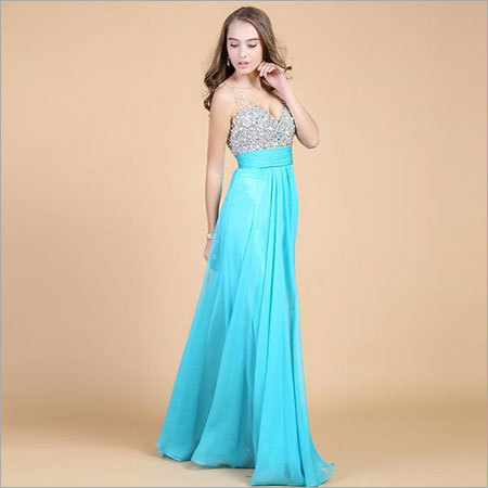 Chiffon & Beaded V-Neck Elegant Bridal Gown