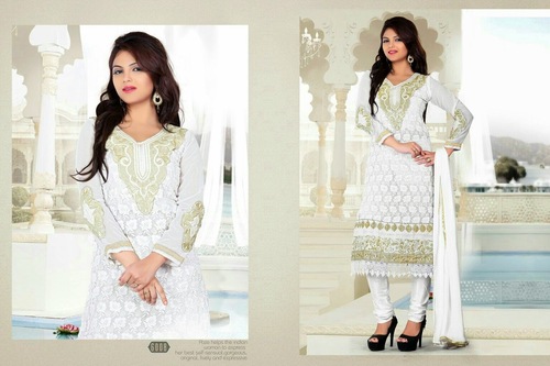 Silk Salwar Kameez - Multiple Sizes, 44 Inches, White | Elegant Design, Comfortable Fit, Perfect Stitching