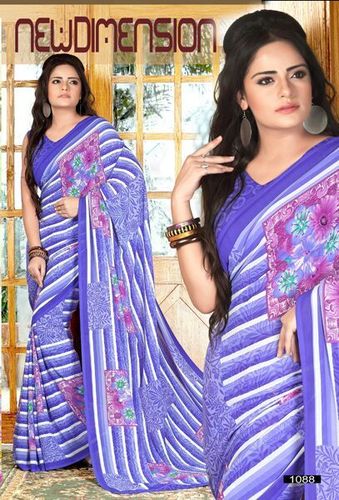 SWEET HEART SERIES 2 - Silk Blend, 5.5 Meters, Purple | Striped Design, Floral Embroidery, Soft Fabric, Comfortable Fit