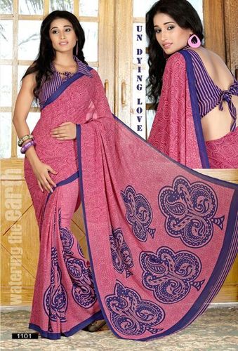 SWEET HEART SERIES 2 - Silk Blend, 5.5 Yards, Pink | Soft Fabric, Printed Design, Elegant, Comfortable, Durable
