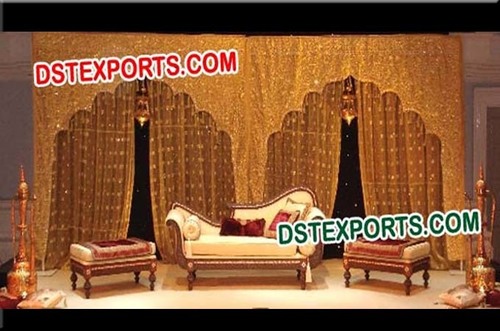 Wedding Stage Embrodried Arch Drapes - Fabric, Varied Sizes, Gold | Intricate Embroidery, Elegant Design, Durable, Easy Setup, Customizable