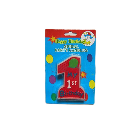 First Birthday Candle - Wax, 3x2 Inches, Red | Number 1 Shape, Individual Packaging, My 1st Birthday Theme