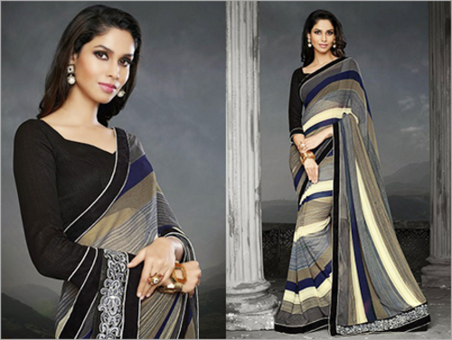 Black Color Printed Sarees