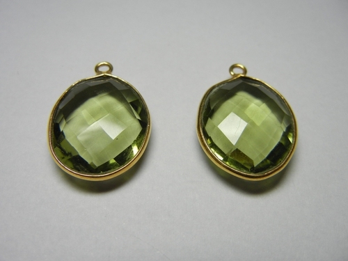Green Amethyst Quartz Bezel Set Gemstone Connector Selling Per टुकड़ा