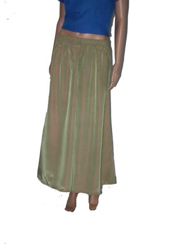Silk Pollazo - Double Tone Olive, Floor-Length Palazzo | Soft Fabric, Elegant Style, Comfortable Fit, Elasticated Waist