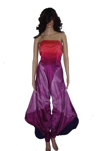 Corset Jumpsuit - Polyester, S-XL, Red | Ombre Tie Dye, Elastic Waist, Stylish Comfortable Fit