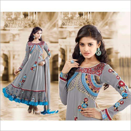 Beige Anarkali Suit - Georgette, Size S-XL, 54 Inch Length | Hand Embroidery, Elegant Design, Shrink Resistant, Skin Friendly