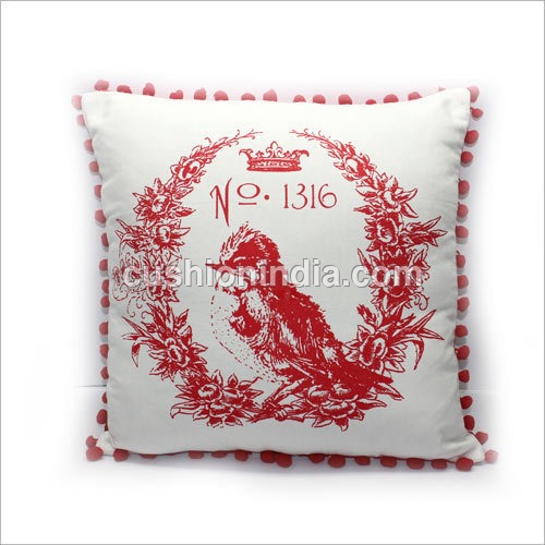 French Bird Art Printed Cotton Cushion Cover