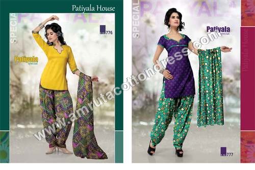 Cotton Patiala Dress Material