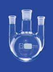 Three-neck round- bottom flasks, side necks parallel