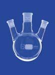 Three-neck round- bottom flasks, side necks angled
