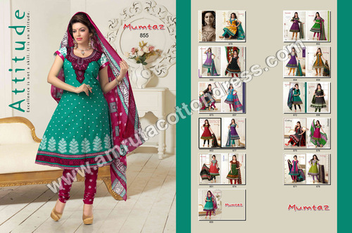 Mumtaz Anarkali Dress Materials - Cotton, 55 Inch Length, Teal | Elegant Design, Soft Fabric, Comfortable Fit, Perfect Stitching