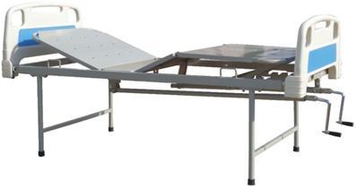 FOWLER BED MECHANICAL SUPER-II - CRCA Pipe Frame, 2200x1000x600 mm | Adjustable Backrest, Stainless Steel IV Rod, Epoxy Powder Coated