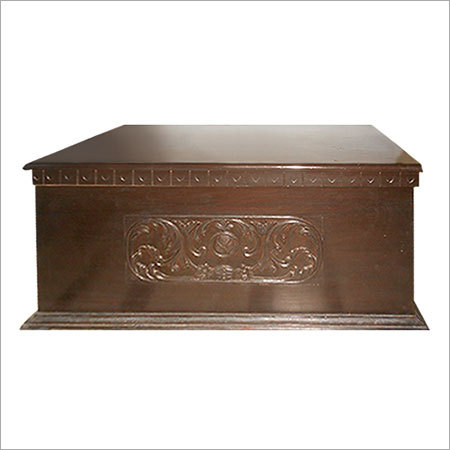 Wooden Box With Carved Front And Top