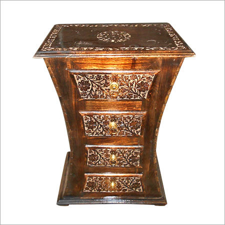 Curved Cabinet With Drawers - Wood, Variable Size, Brown | Stylish Design, Three Drawers, Fine Finish, Durable
