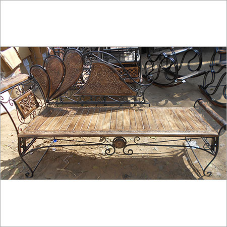 Wrought Iron Wooden Bench