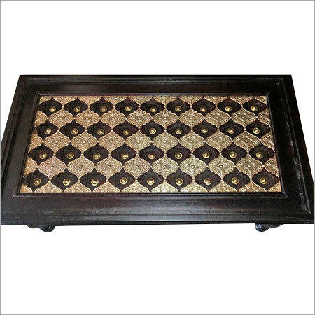 Wooden Table With Brass Work