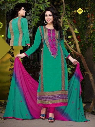 Green And Pink Cotton Salwar Suit