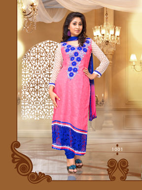 Peach And Blue Cotton Salwar