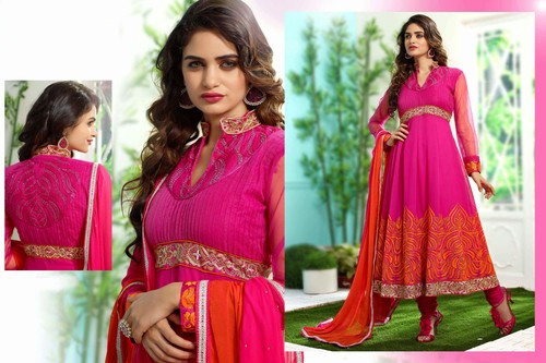 Beautiful Exclusive Designer Pink Anarkali Suit / Salwar Kameez
