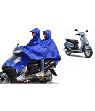 Speedwav Scooter Raincoat For Driver And Pillion Rider Blue - Suzuki Access