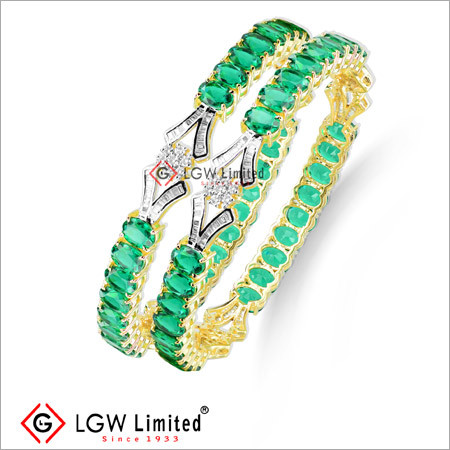 Emerald Stone Diamond Bangles